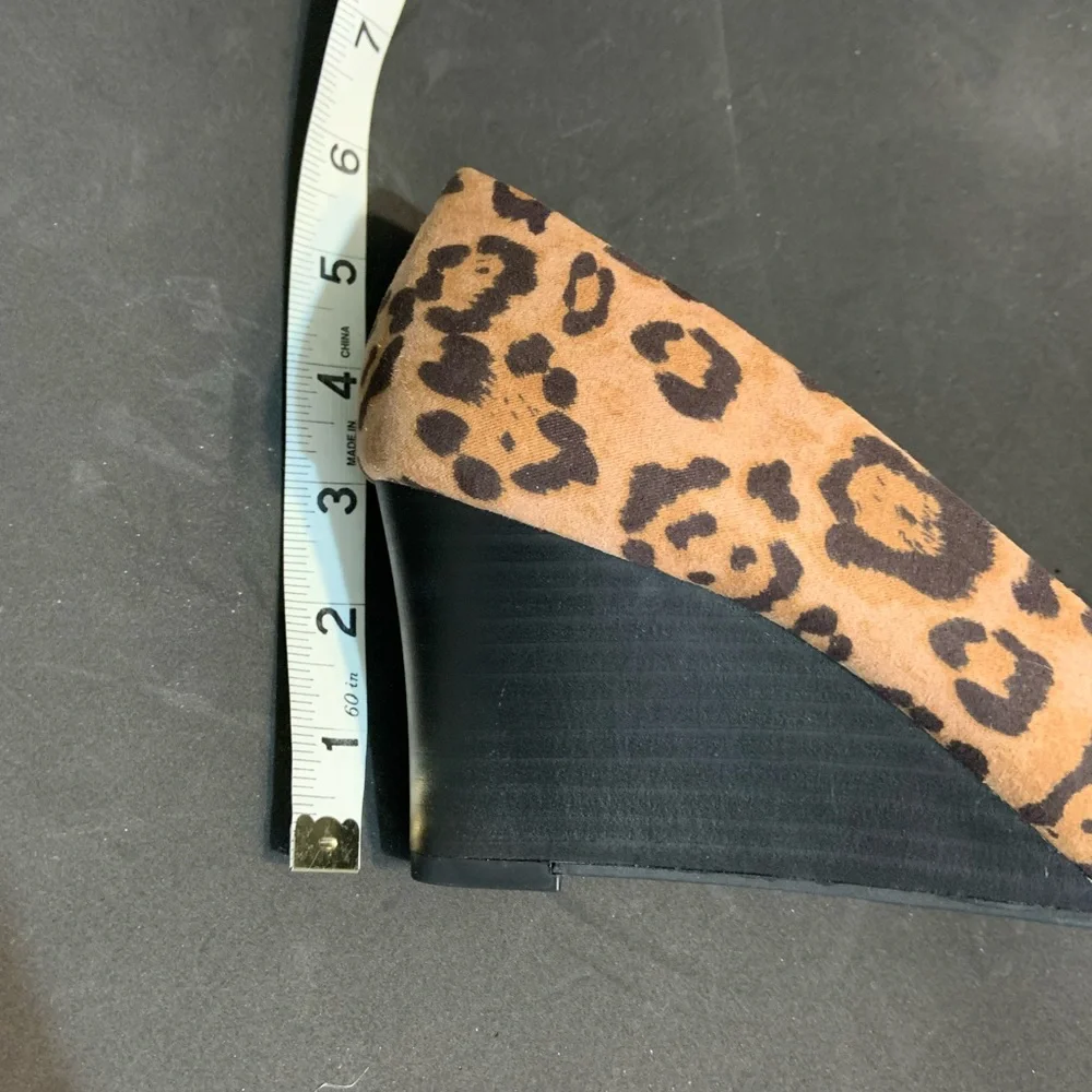 Kelly & Katie Tan Leopard Wedge Pumps